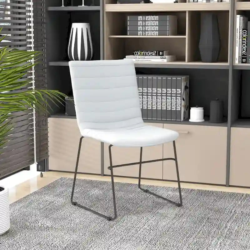 Chaise de bureau en cuir et polyester avec base en acier inoxydable Série