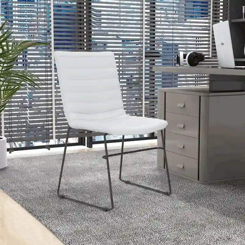 Chaise de bureau en cuir et polyester avec base en acier inoxydable Série