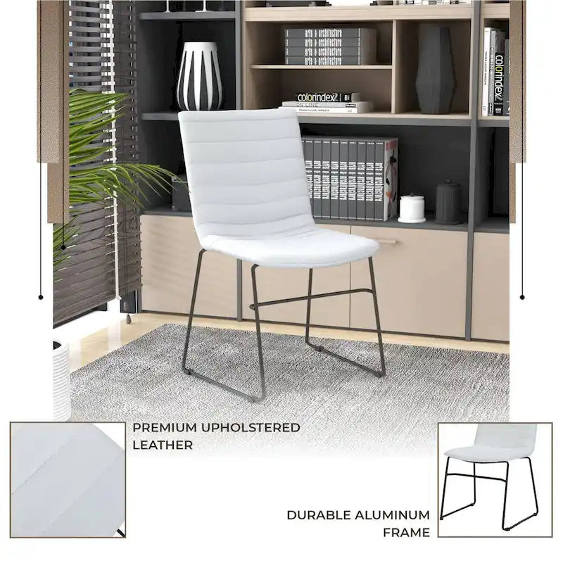 Chaise de bureau en cuir et polyester avec base en acier inoxydable Série