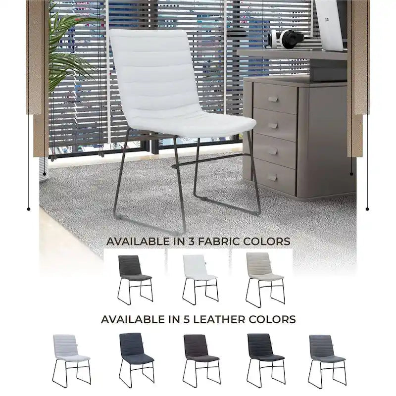 Chaise de bureau en cuir et polyester avec base en acier inoxydable Série