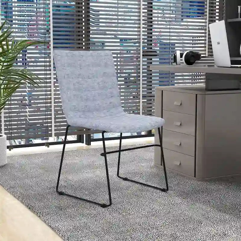 Chaise de bureau en cuir et polyester avec base en acier inoxydable Série