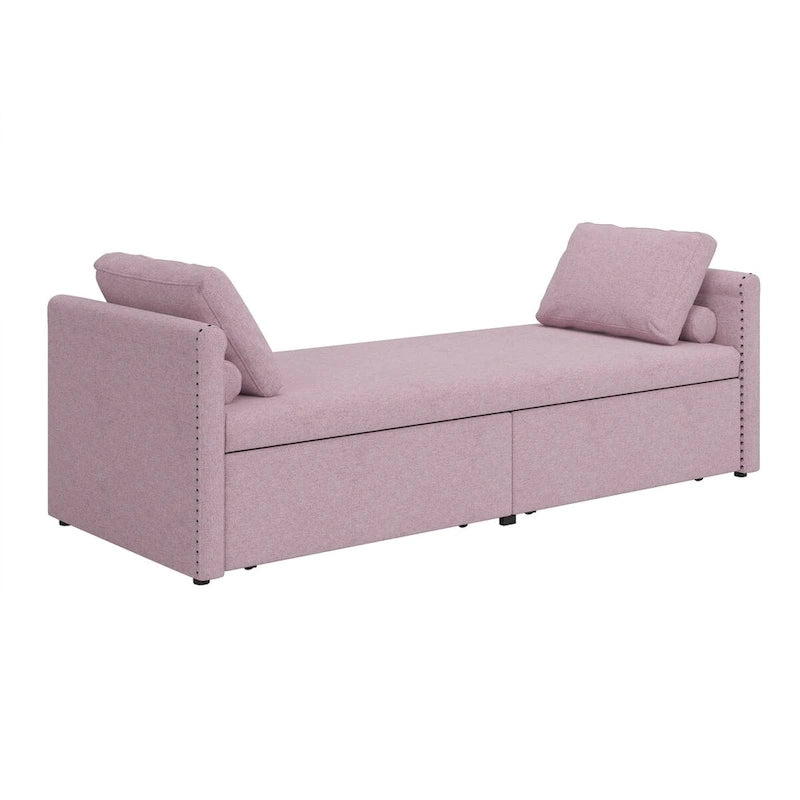 Lit de repos moderne rembourré, petit lit de repos simple avec 2 tiroirs