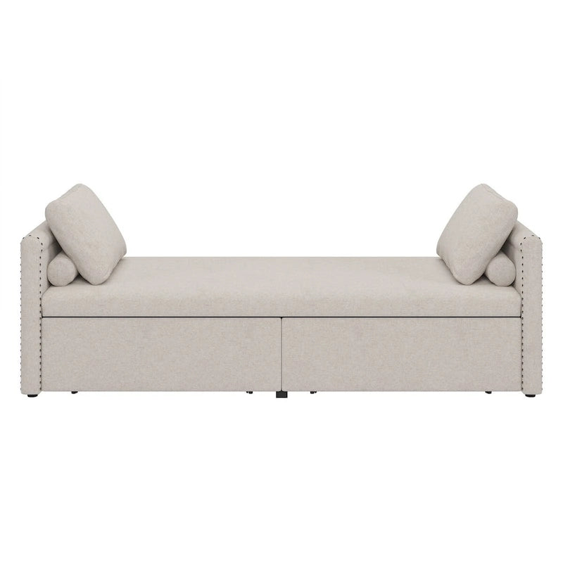 Lit de repos moderne rembourré, petit lit de repos simple avec 2 tiroirs