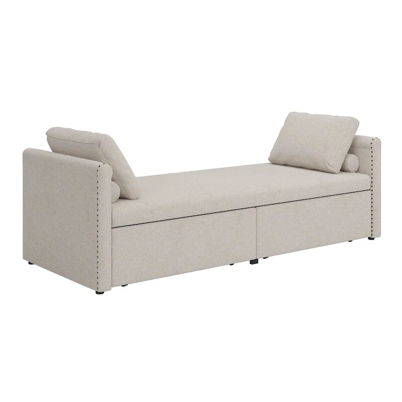 Lit de repos moderne rembourré, petit lit de repos simple avec 2 tiroirs