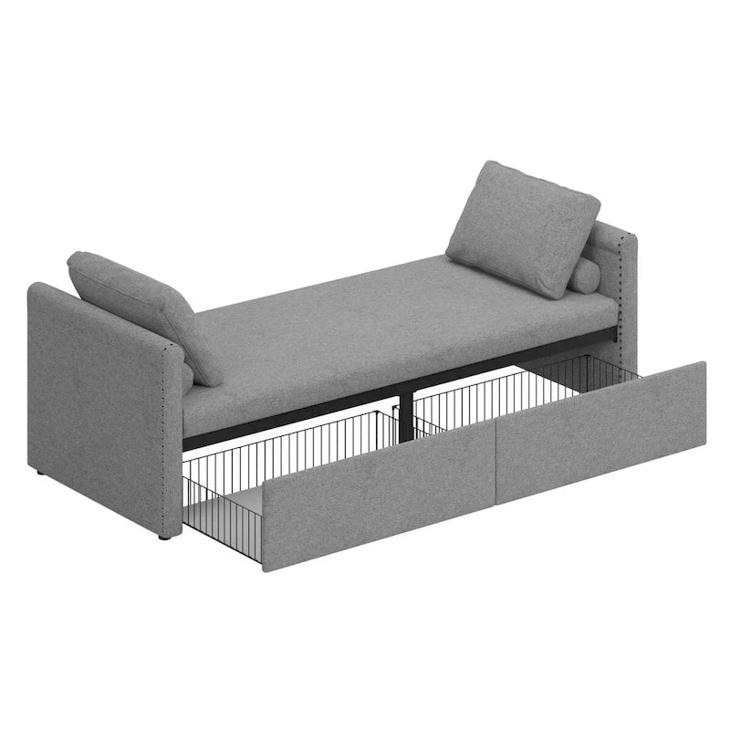 Lit de repos moderne rembourré, petit lit de repos simple avec 2 tiroirs
